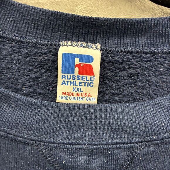 Men's XXL Russell Athletic High Cotton Crewneck Sweatshirt Blue Ft Knox Graphic - Picture 2 of 5